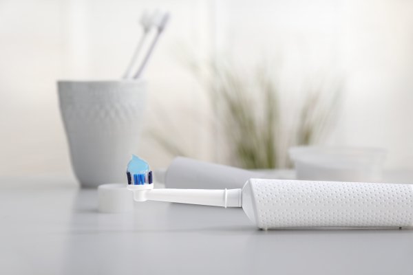 Oral B toothbrush on counter top